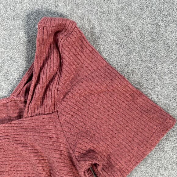 Lulus Quintessential Muse Mauve Ribbed Short Sleeve Top Women's Small - Picture 3 of 8